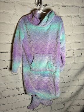 32 Degrees Kids Plush Hooded Mermaid Nightgown in Purple and Aqua